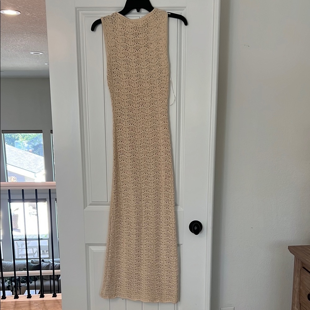 NWT DISSH Tan Sleeveless crochet Maxi Dress